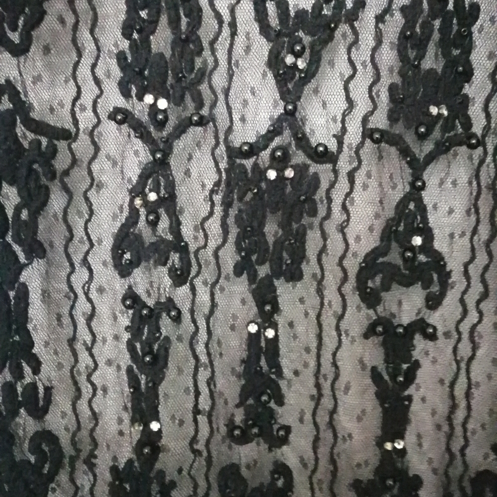 Guess Sheer Black Sequin-Embellished Long-Sleeve Mesh Blouse - Picture 4 of 8
